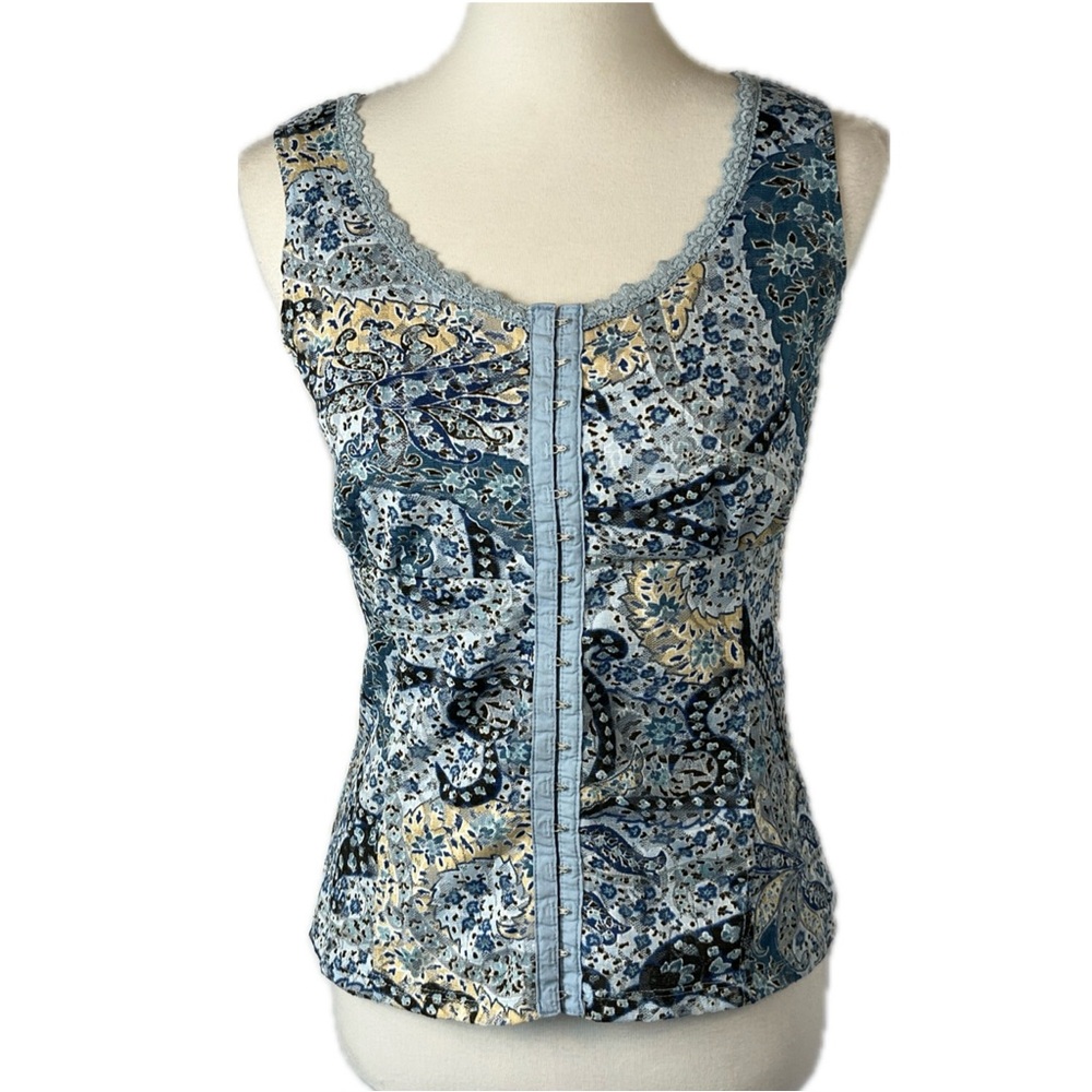 Vintage Y2K 90s Lace Corset Style Top Sz M Petite Fairy Coquette Cottage Grunge